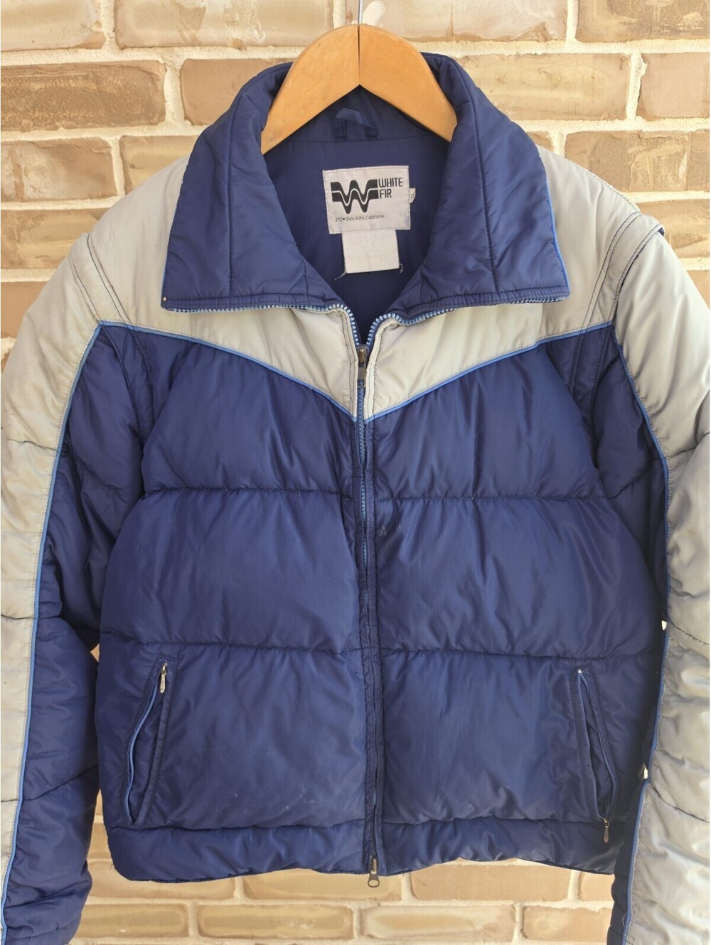 Vintage 80s White Fir Ski Jacket Vest XL Convertible Puffer Western Blue